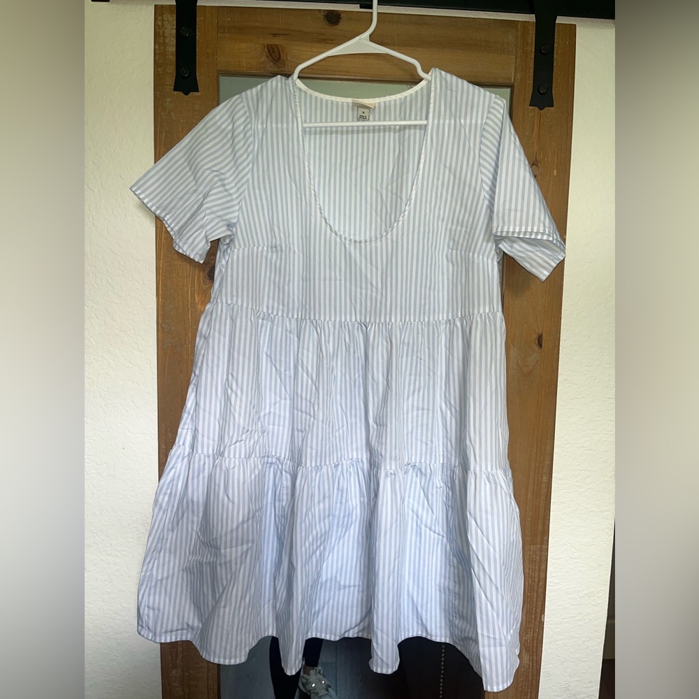 Striped Blue and White Balloon Dress